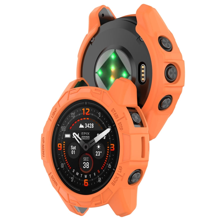 For Garmin Epix Pro / Epix Pro Gen 2 42mm / Fenix 7S / 7S Pro Armored TPU Half Wrapped Watch Protective Case(Orange) - Watch Cases by buy2fix | Online Shopping UK | buy2fix