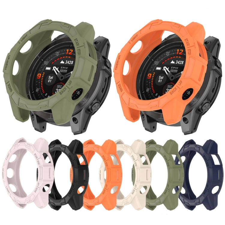 For Garmin Epix Pro / Epix Pro Gen 2 51mm / Fenix 7X / 7X Pro Armored TPU Half Wrapped Watch Protective Case(Orange) - Watch Cases by buy2fix | Online Shopping UK | buy2fix