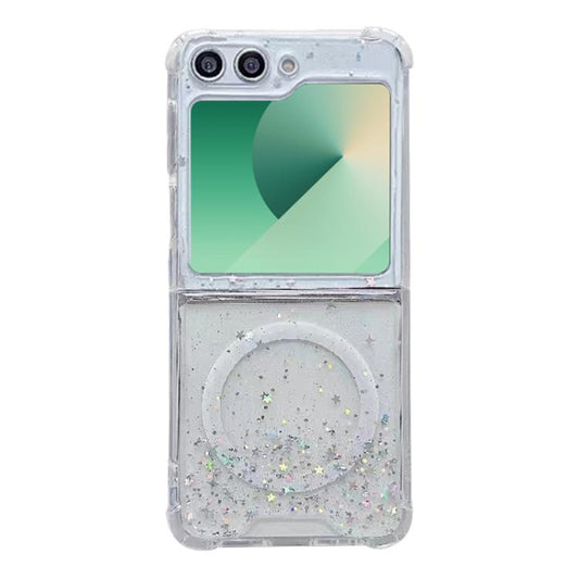 For Samsung Galaxy Z Flip5 Magsafe Glitter TPU Phone Case(White) by buy2fix