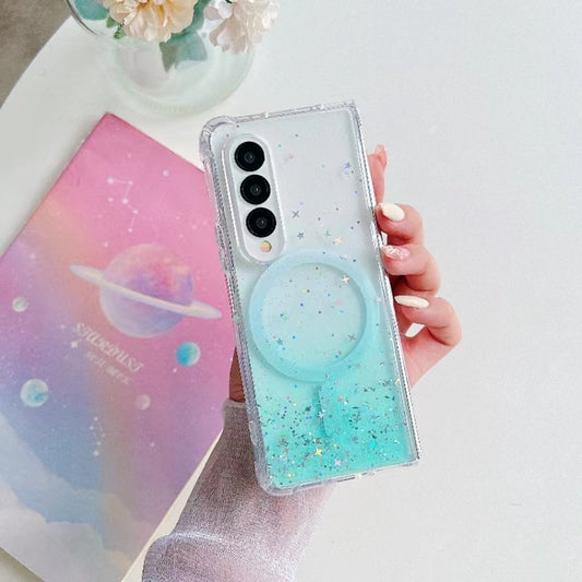 For Samsung Galaxy Z Fold3 Magsafe Glitter TPU Phone Protective Case(Green) by buy2fix