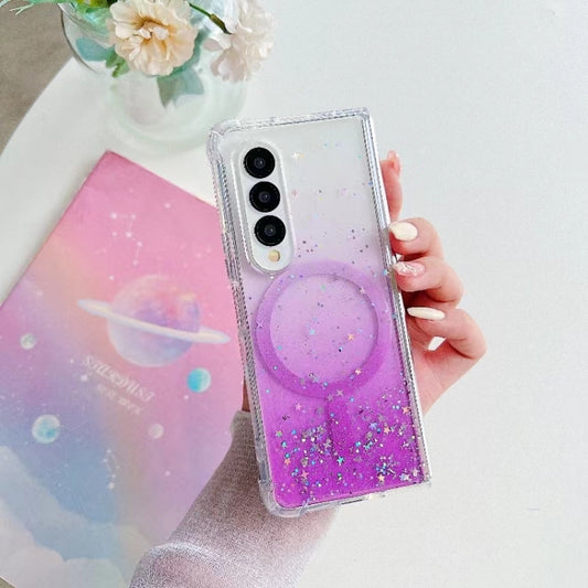 For Samsung Galaxy Z Fold4 Magsafe Glitter TPU Phone Protective Case(Purple) by buy2fix