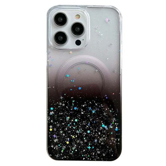 For iPhone 14 Pro Max MagSafe Glitter Hybrid Clear TPU Phone Case(Black) - iPhone 14 Pro Max Cases by buy2fix | Online Shopping UK | buy2fix