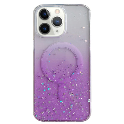 For iPhone 11 Pro Max MagSafe Glitter Hybrid Clear TPU Phone Case(Purple) - iPhone 11 Cases by buy2fix | Online Shopping UK | buy2fix