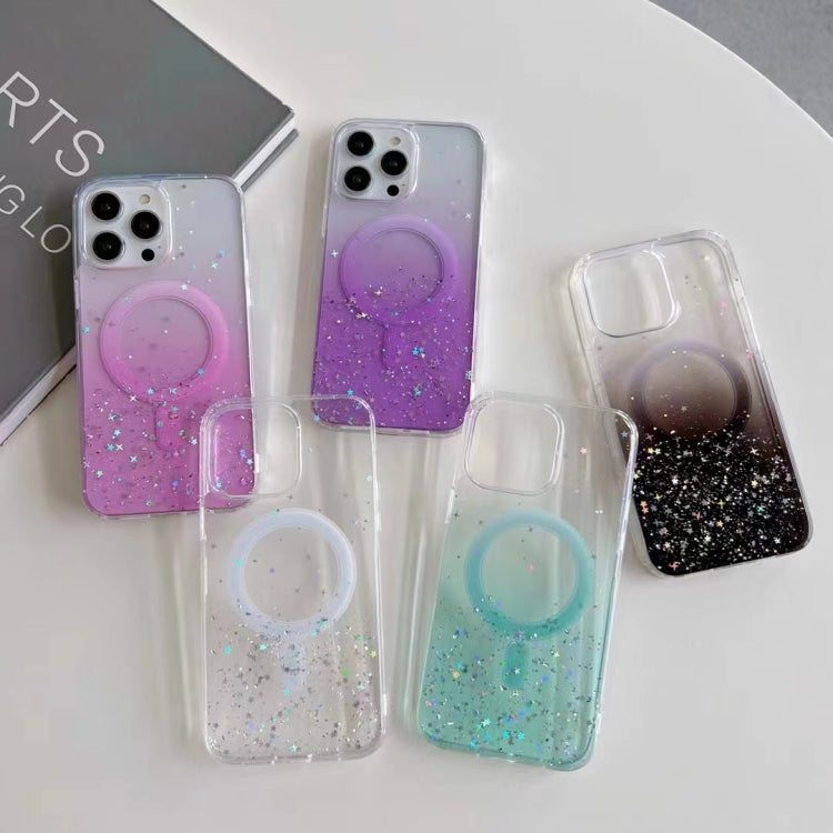 For iPhone 11 Pro Max MagSafe Glitter Hybrid Clear TPU Phone Case(Purple) - iPhone 11 Cases by buy2fix | Online Shopping UK | buy2fix