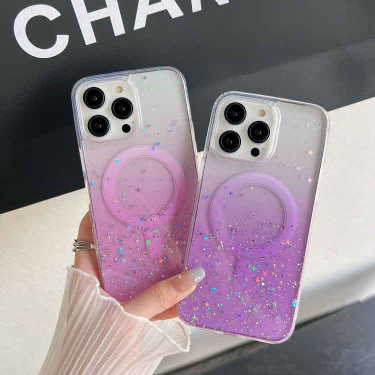 For iPhone 11 Pro Max MagSafe Glitter Hybrid Clear TPU Phone Case(Purple) - iPhone 11 Cases by buy2fix | Online Shopping UK | buy2fix