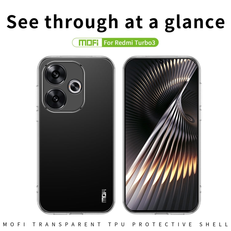 ForXiaomi Redmi Turbo 3 MOFI Ming Series Ultra-thin TPU Phone Case(Transparent) by MOFI