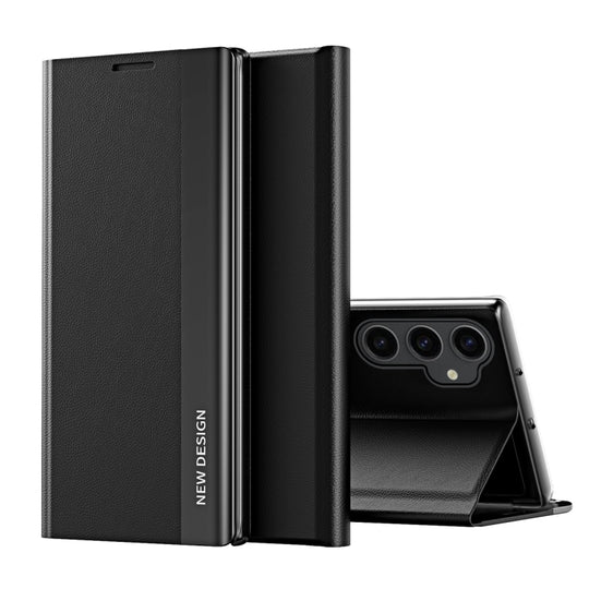 For Samsung Galaxy S23 FE 5G Side Electroplated Adsorption Leather Phone Case(Graphite Black)