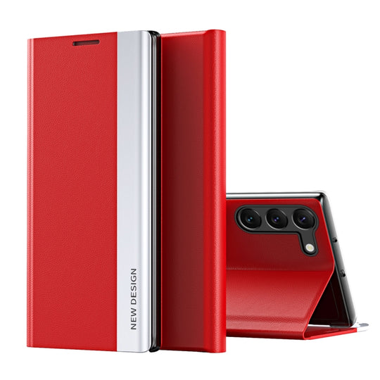 For Samsung Galaxy S24 5G Side Electroplated Adsorption Leather Phone Case(Red)