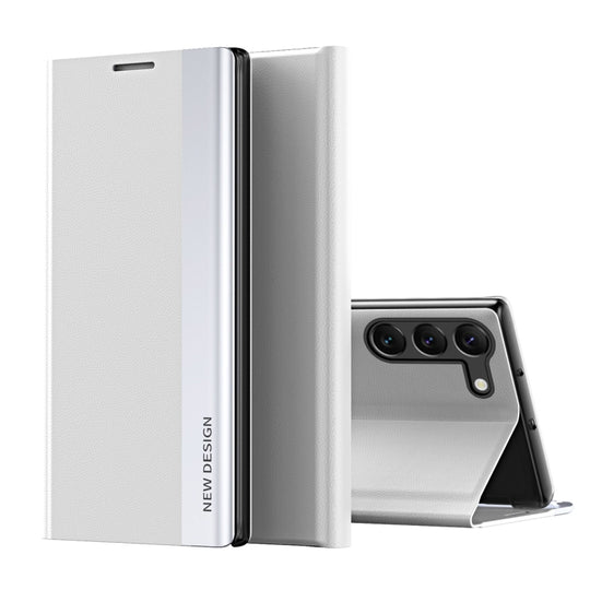 For Samsung Galaxy S24+ 5G Side Electroplated Adsorption Leather Phone Case(White)