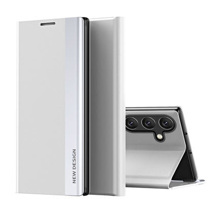 For Samsung Galaxy S25 5G Side Electroplated Adsorption Leather Phone Case(White) by buy2fix