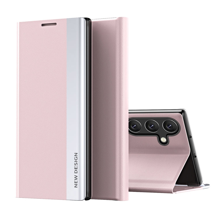 For Samsung Galaxy S25+ 5G Side Electroplated Adsorption Leather Phone Case(Pink) by buy2fix