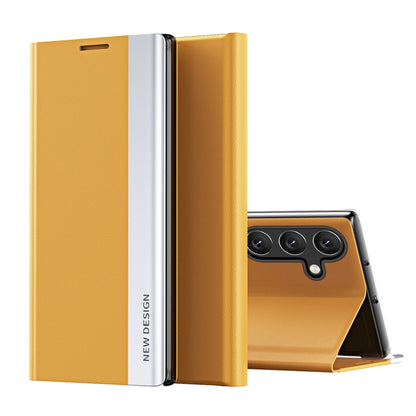 For Samsung Galaxy S25+ 5G Side Electroplated Adsorption Leather Phone Case(Yellow) by buy2fix