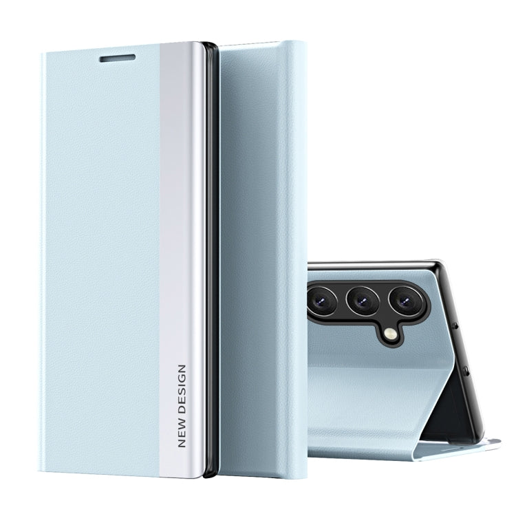 For Samsung Galaxy S25+ 5G Side Electroplated Adsorption Leather Phone Case(Light Blue) by buy2fix