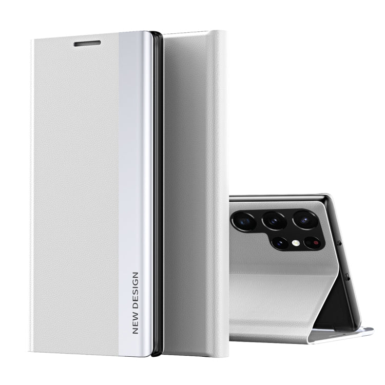 For Samsung Galaxy S25 Ultra 5G Side Electroplated Adsorption Leather Phone Case(White) by buy2fix
