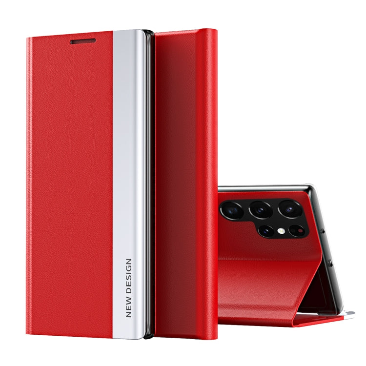 For Samsung Galaxy S25 Ultra 5G Side Electroplated Adsorption Leather Phone Case(Red) by buy2fix