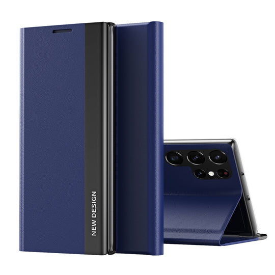 For Samsung Galaxy S25 Ultra 5G Side Electroplated Adsorption Leather Phone Case(Sapphire Blue)