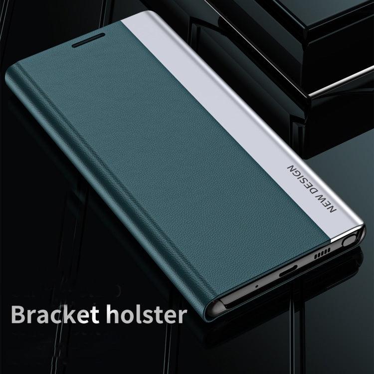 For Samsung Galaxy S25 5G Side Electroplated Adsorption Leather Phone Case(Light Blue) by buy2fix