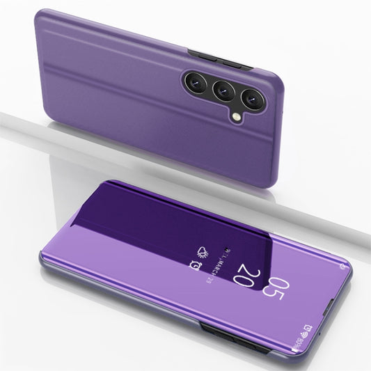 For Samsung Galaxy A15 Plated Mirror Horizontal Flip Leather Phone Case with Holder(Violet Blue) - Galaxy Phone Cases by buy2fix | Online Shopping UK | buy2fix