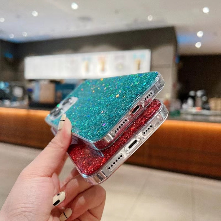 For iPhone 16e Glitter Sequins Epoxy TPU Phone Case(Green) - iPhone 16e Cases by buy2fix | Online Shopping UK | buy2fix