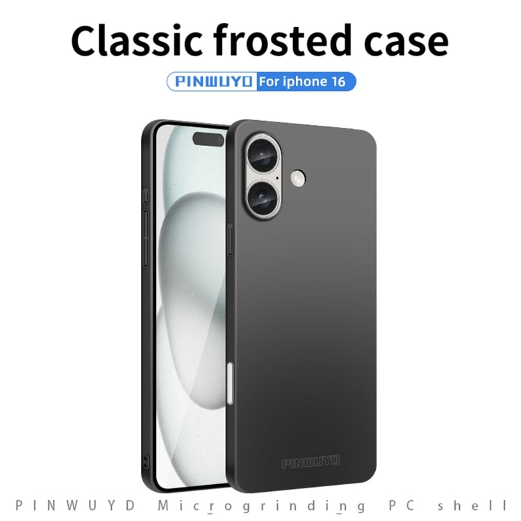 For iPhone 16 PINWUYO Micro-Frosted PC Ultra-thin Hard Phone Case with Magsafe Magnetic Ring(Black) - iPhone 16 Cases by PINWUYO | Online Shopping UK | buy2fix