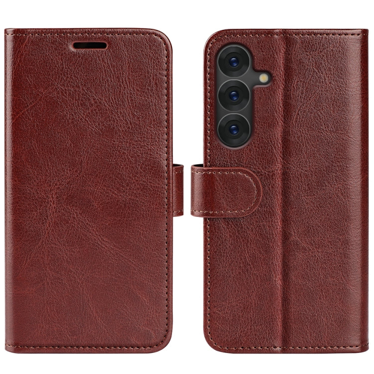 For Samsung Galaxy S25+ 5G R64 Texture Horizontal Flip Leather Phone Case(Brown) by buy2fix