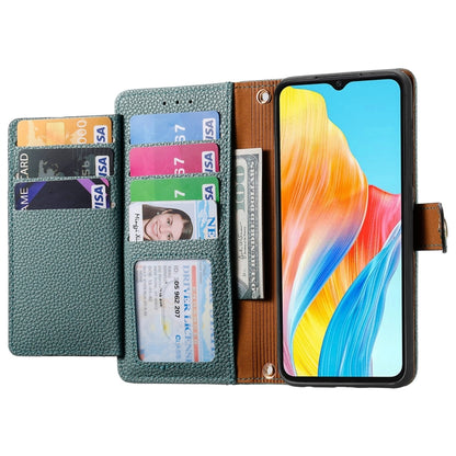 For OPPO A38 Love Zipper Lanyard Leather Phone Case(Green) - A38 Cases by buy2fix | Online Shopping UK | buy2fix