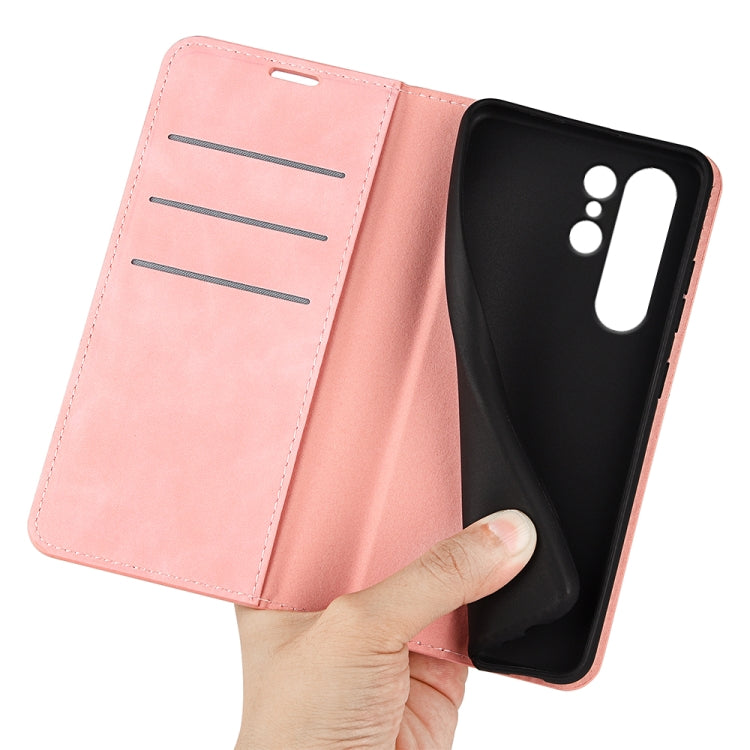 For Samsung Galaxy S24 Ultra 5G Retro-skin Magnetic Suction Leather Phone Case(Pink) - Galaxy S24 Ultra 5G Cases by buy2fix | Online Shopping UK | buy2fix