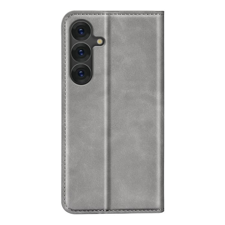 For Samsung Galaxy S25 5G Retro-skin Magnetic Suction Leather Phone Case(Grey) by buy2fix