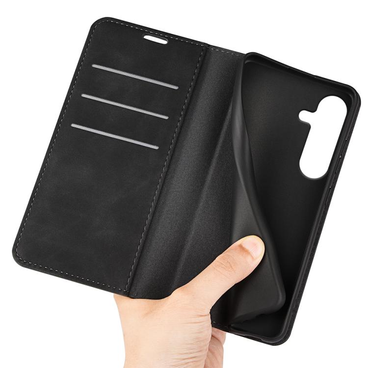 For Samsung Galaxy S25+ 5G Retro-skin Magnetic Suction Leather Phone Case(Black) by buy2fix