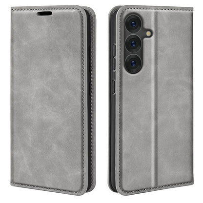 For Samsung Galaxy S25+ 5G Retro-skin Magnetic Suction Leather Phone Case(Grey) by buy2fix