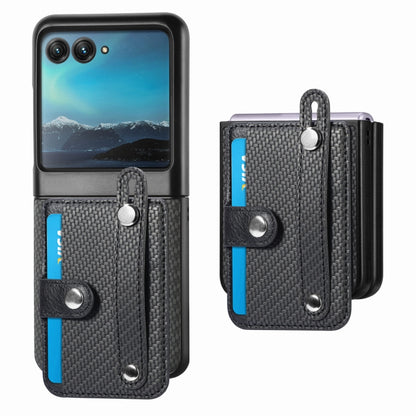 For Motorola Razr 40 Ultra Wristband Kickstand Card Wallet Back Cover Phone Case(Black) by buy2fix