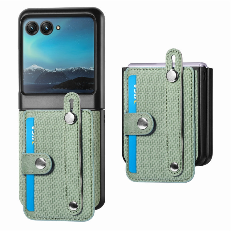 For Motorola Razr 40 Ultra Wristband Kickstand Card Wallet Back Cover Phone Case(Green) by buy2fix