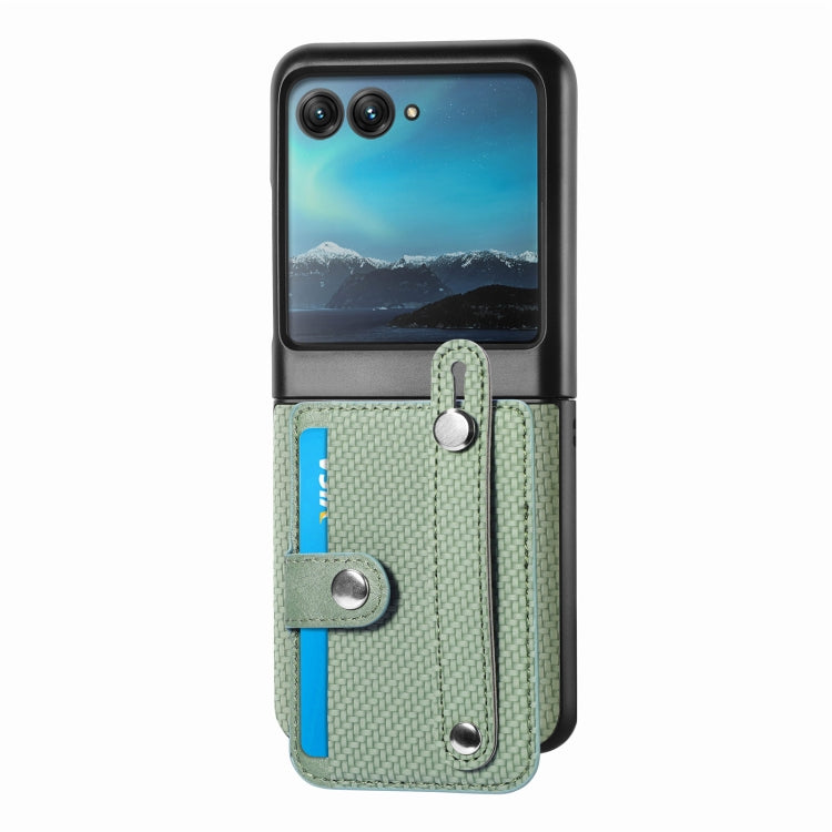 For Motorola Razr 40 Ultra Wristband Kickstand Card Wallet Back Cover Phone Case(Green) by buy2fix