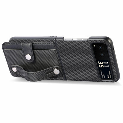 For Motorola Razr 40 Wristband Kickstand Card Wallet Back Cover Phone Case(Black) by buy2fix