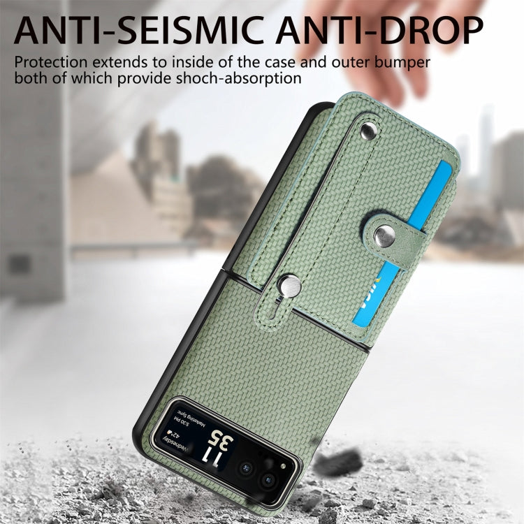 For Motorola Razr 40 Wristband Kickstand Card Wallet Back Cover Phone Case(Green) by buy2fix