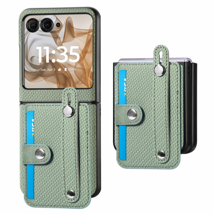 For Motorola Razr 50 Wristband Kickstand Card Wallet Back Cover Phone Case(Green) by buy2fix
