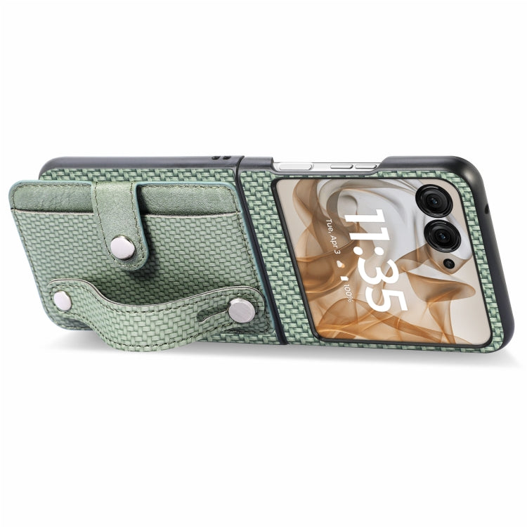 For Motorola Razr 50 Wristband Kickstand Card Wallet Back Cover Phone Case(Green) by buy2fix