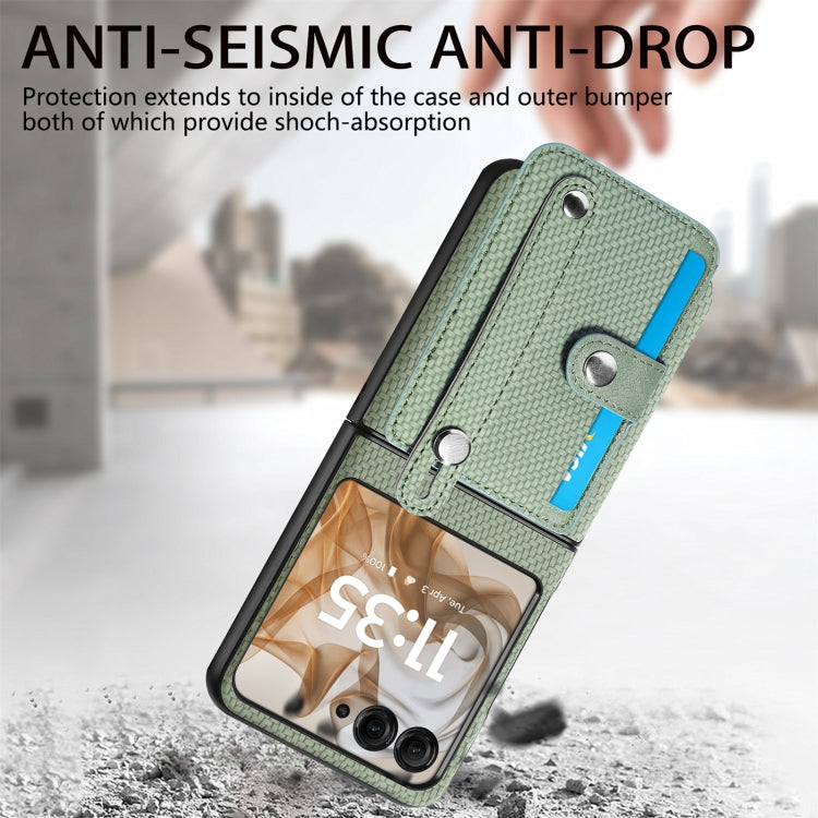 For Motorola Razr 50 Ultra Wristband Kickstand Card Wallet Back Cover Phone Case(Green) by buy2fix