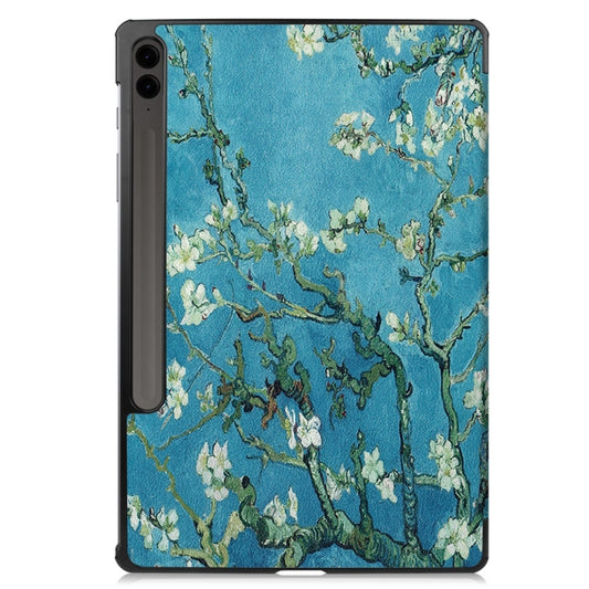 For Samsung Galaxy Tab S9 FE+ 12.4 JUNSUNMAY Custer Painted 3-Fold Stand Leather Smart Tablet Case(Apricot Flower) by JUNSUNMAY