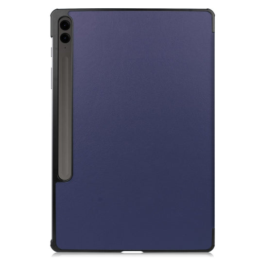 For Samsung Galaxy Tab S9 FE+ 12.4 JUNSUNMAY Custer Solid Color 3-Fold Stand Leather Smart Tablet Case(Dark Blue) by JUNSUNMAY