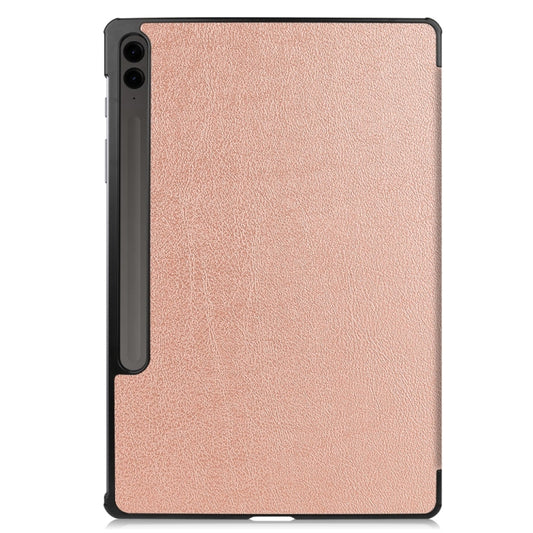 For Samsung Galaxy Tab S9 FE+ 12.4 JUNSUNMAY Custer Solid Color 3-Fold Stand Leather Smart Tablet Case(Rose Gold) by JUNSUNMAY