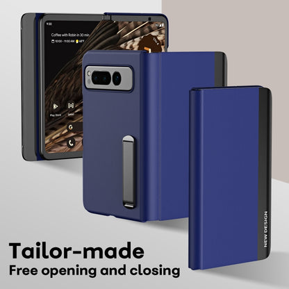 For   Google Pixel Fold Side Electroplating Adsorption Ultra-thin Leather Phone Case(Bule) - Google Cases by buy2fix | Online Shopping UK | buy2fix