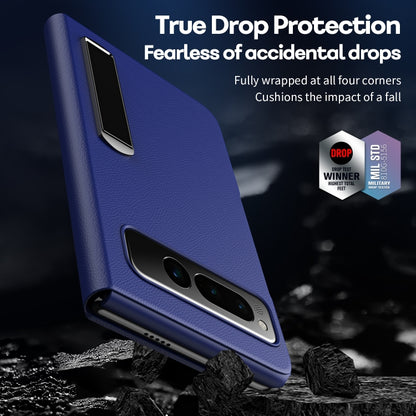 For   Google Pixel Fold Side Electroplating Adsorption Ultra-thin Leather Phone Case(Bule) - Google Cases by buy2fix | Online Shopping UK | buy2fix