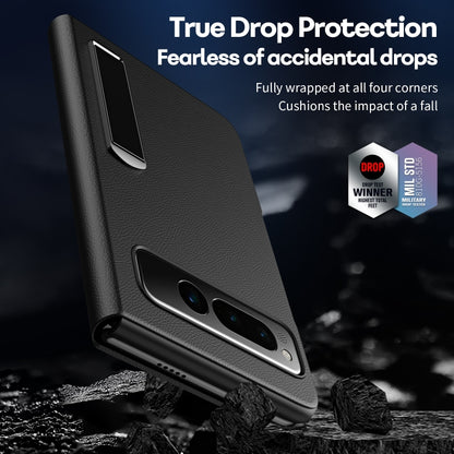 For   Google Pixel Fold Side Electroplating Adsorption Ultra-thin Leather Phone Case(Black) - Google Cases by buy2fix | Online Shopping UK | buy2fix