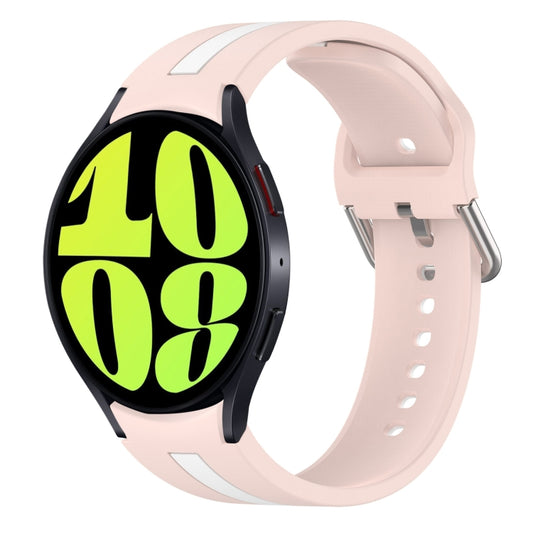 For Samsung Galaxy Watch 6 44mm Two-Color Silicone Watch Band(Pink+White) - Watch Bands by buy2fix | Online Shopping UK | buy2fix