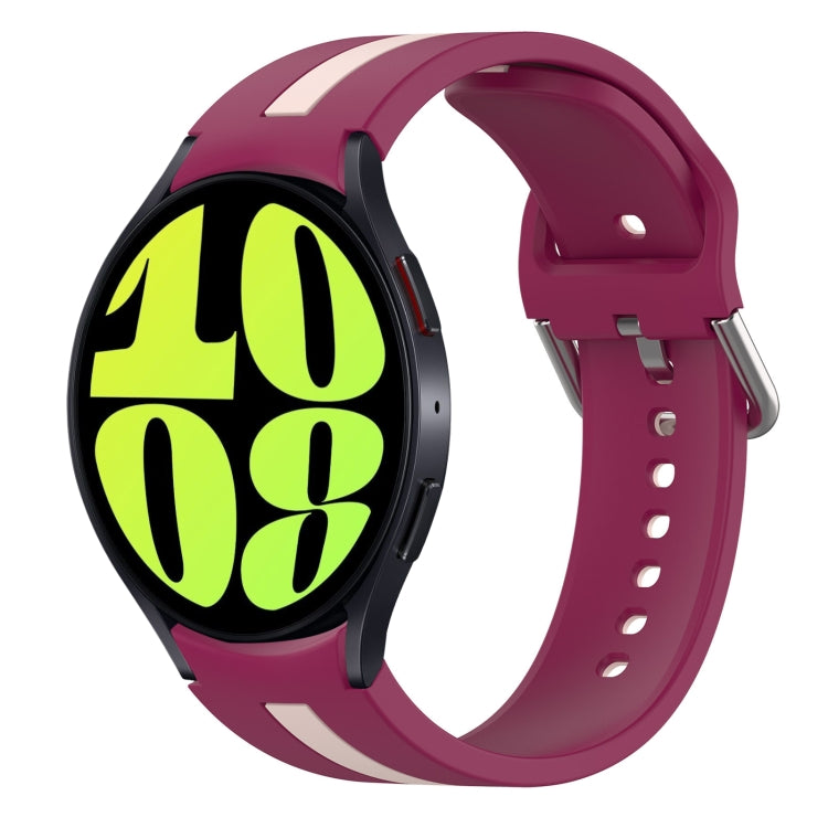 For Samsung Galaxy Watch 6 44mm Two-Color Silicone Watch Band(Wine Red+Pink) - Watch Bands by buy2fix | Online Shopping UK | buy2fix