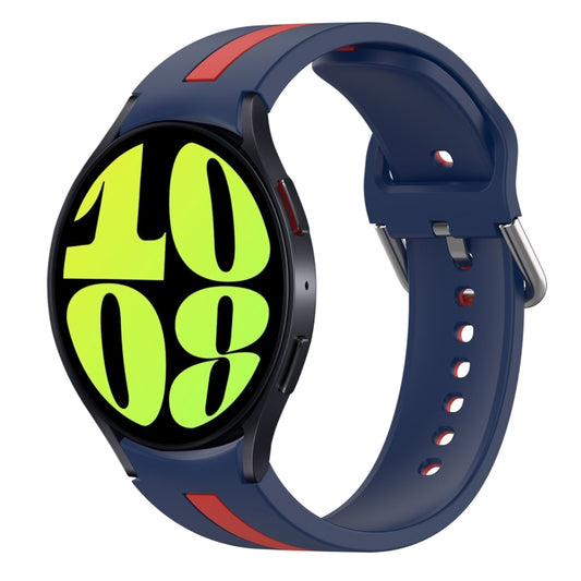 For Samsung Galaxy Watch 6 44mm Two-Color Silicone Watch Band(Midnight Blue+Red) - Watch Bands by buy2fix | Online Shopping UK | buy2fix