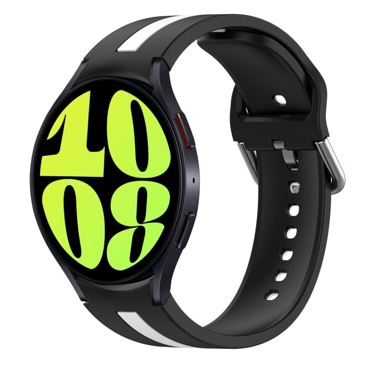 For Samsung Galaxy Watch 6 40mm Two-Color Silicone Watch Band(Black+White) by buy2fix