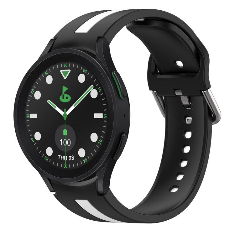 For Samsung Galaxy watch 5 Pro Golf Edition Two-Color Silicone Watch Band(Black+White) - Watch Bands by buy2fix | Online Shopping UK | buy2fix