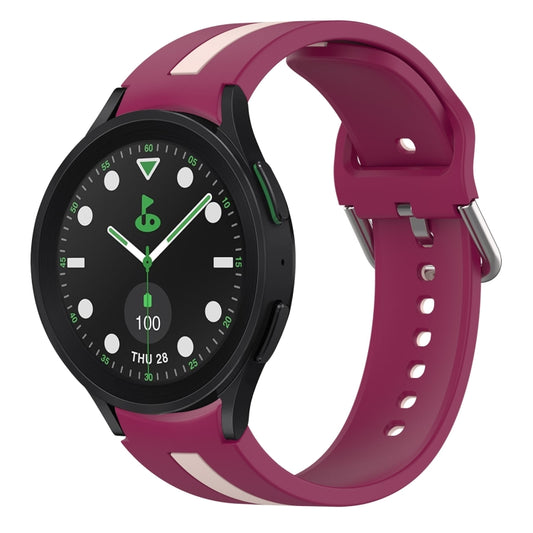 For Samsung Galaxy watch 5 Pro Golf Edition Two-Color Silicone Watch Band(Wine Red+Pink) - Watch Bands by buy2fix | Online Shopping UK | buy2fix